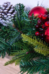 Christmas Tree World 180Cm Decorated Mixed Pine Garland With Red Baubles - thumbnail 8