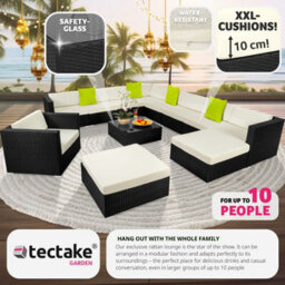 Tectake Garden Furniture Set Las Vegas - Large Outdoor Corner Sofa, Armchair, Coffee Table  - Black - thumbnail 7