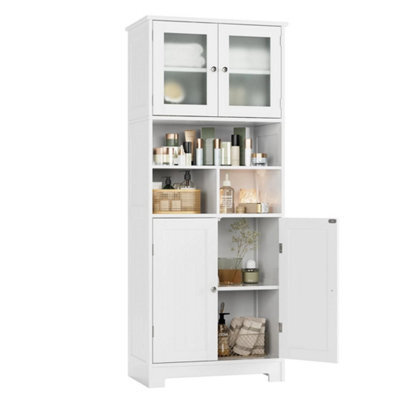 Tall Storage Cabinet, Bathroom Storage Cabinet With Frosted Glass Doors, Kitchen - image 1