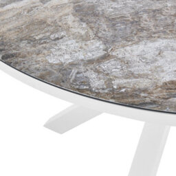 Beliani Garden Dining Set 4 Seater Maletto/grosseto Metal Marble Effect Grey/ White - thumbnail 6