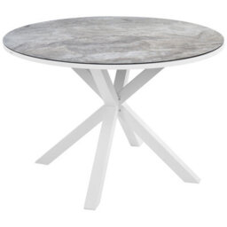 Beliani Garden Dining Set 4 Seater Maletto/grosseto Metal Marble Effect Grey/ White - thumbnail 4