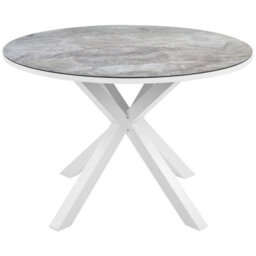 Beliani Garden Dining Set 4 Seater Maletto/grosseto Metal Marble Effect Grey/ White - thumbnail 5