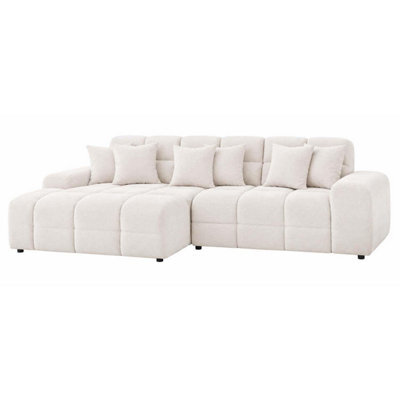 Furnishings For Less UK Jenson Natural Left Hand Facing Plush Velvet Corner Sofa With Chaise - image 1
