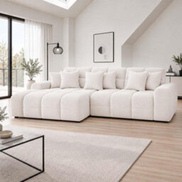 Furnishings For Less UK Jenson Natural Left Hand Facing Plush Velvet Corner Sofa With Chaise - thumbnail 2