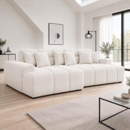 Furnishings For Less UK Jenson Natural Left Hand Facing Plush Velvet Corner Sofa With Chaise - thumbnail 3