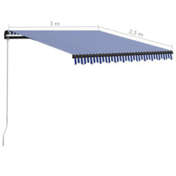 Berkfield Manual Retractable Awning 300X250 Cm Blue And White - thumbnail 7
