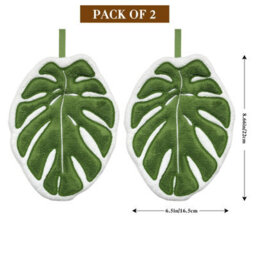 2 Pack Green Leaf Hand Towel Absorbent Super Soft And Fast Drying Hanging Kitchen Towels Leaf Funny Hand Towels For Bath Kitchen - thumbnail 7