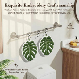 2 Pack Green Leaf Hand Towel Absorbent Super Soft And Fast Drying Hanging Kitchen Towels Leaf Funny Hand Towels For Bath Kitchen - thumbnail 4