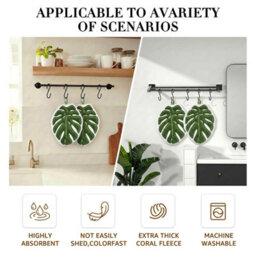 2 Pack Green Leaf Hand Towel Absorbent Super Soft And Fast Drying Hanging Kitchen Towels Leaf Funny Hand Towels For Bath Kitchen - thumbnail 5