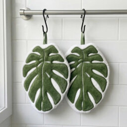 2 Pack Green Leaf Hand Towel Absorbent Super Soft And Fast Drying Hanging Kitchen Towels Leaf Funny Hand Towels For Bath Kitchen - thumbnail 1