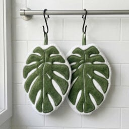 2 Pack Green Leaf Hand Towel Absorbent Super Soft And Fast Drying Hanging Kitchen Towels Leaf Funny Hand Towels For Bath Kitchen