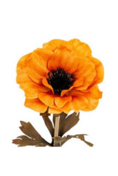 Orange Anemone Stem - Vibrant Artificial Flower For Arrangements - thumbnail 1