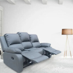 UK Leisure World Recliner Grey Sofa Set Suites Settee  Grey Leather 1 2 3 Seater Armchair Faux Leather (Grey 3-2-1 Sofa Set) - thumbnail 8