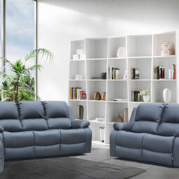 UK Leisure World Recliner Grey Sofa Set Suites Settee  Grey Leather 1 2 3 Seater Armchair Faux Leather (Grey 3-2-1 Sofa Set) - thumbnail 7