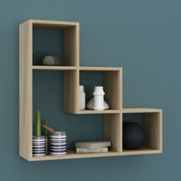Urbn-Living Urbnliving Height 56Cm Lyon 3 Step Wooden Floating Wall Mounting Colour Oak Shelf Display Unit Book Storage Decor - thumbnail 2