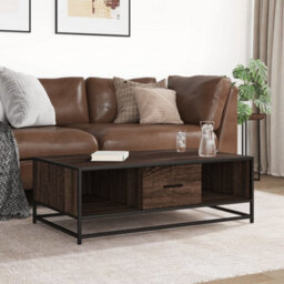 Berkfield Coffee Table Brown Oak 100X57X35 Cm Engineered Wood And Metal - thumbnail 3