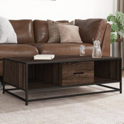 Berkfield Coffee Table Brown Oak 100X57X35 Cm Engineered Wood And Metal - thumbnail 1