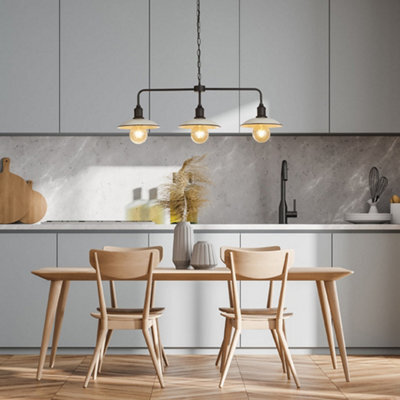 Pagazzi Lighting Pagazzi Kestle White Enamel Finish 3 Light Diner Bar Pendant - image 1