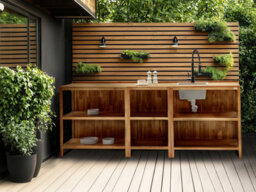 Beliani Outdoor Kitchen Island Venosa Acacia Wood Brown - thumbnail 2