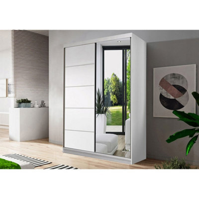 Arte Elegant Neomi 5 White Sliding Door Wardrobe W1200mm H2000mm D610mm With Mirrored Doors - image 1