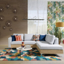Orlando Wood Corner Sofa Hr Foam Polyurethane Wave Springs Metal Legs Wooden Frame 235X212X85Cm Light Grey And Artisan Right - thumbnail 2