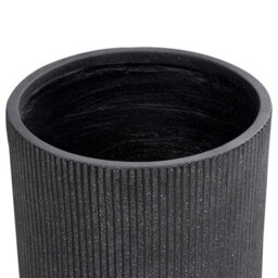 Beliani 37Cm Ribbed Fibre Clay Pot In Graphite Grey - Uv-Resistant, Weatherproof Planter - thumbnail 3