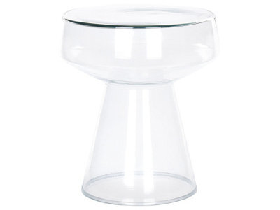 Beliani Transparent Glass Side Table 37 X 37 X 43 Cm Oval Modern - image 1