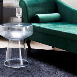 Beliani Transparent Glass Side Table 37 X 37 X 43 Cm Oval Modern - thumbnail 2