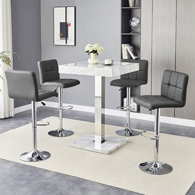 Furniture in Fashion Topaz Magnesia Effect High Gloss Bar Table 4 Coco Grey Stools - image 1