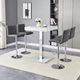 Furniture in Fashion Topaz Magnesia Effect High Gloss Bar Table 4 Coco Grey Stools - thumbnail 2