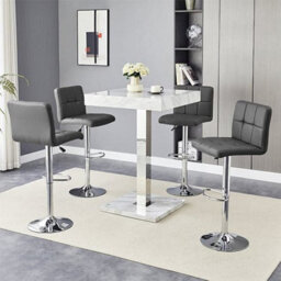 Furniture in Fashion Topaz Magnesia Effect High Gloss Bar Table 4 Coco Grey Stools