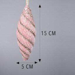Shatchi Baby Pink Nut Bauble 15Cm - Christmas Tree Hanging Decorations Ornaments Themed,3Pcs - thumbnail 2