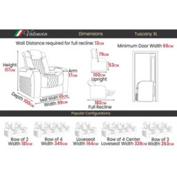 Valencia Tuscany Xl Ultimate Luxury Edition Home Theater Seating Row Of 3 Loveseat Left Onyx Nappa Leather - thumbnail 9