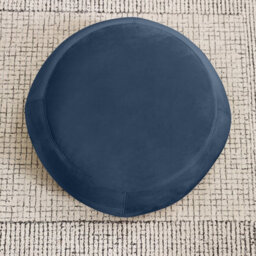 Furniturebox Uk Otis Modern Round Velvet Footstool On Wood Frame With Hidden Feet In Navy - thumbnail 6