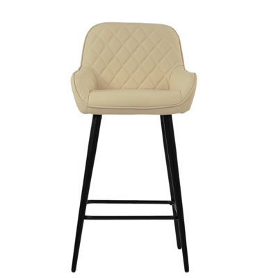 Lakeland Furniture Carson Cream Faux Leather Black Fixed Base Bar Stool - image 1