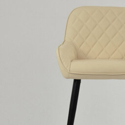 Lakeland Furniture Carson Cream Faux Leather Black Fixed Base Bar Stool - thumbnail 7