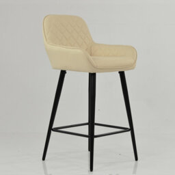 Lakeland Furniture Carson Cream Faux Leather Black Fixed Base Bar Stool - thumbnail 4