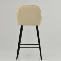 Lakeland Furniture Carson Cream Faux Leather Black Fixed Base Bar Stool - thumbnail 6