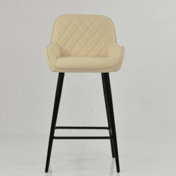 Lakeland Furniture Carson Cream Faux Leather Black Fixed Base Bar Stool - thumbnail 3