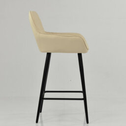Lakeland Furniture Carson Cream Faux Leather Black Fixed Base Bar Stool - thumbnail 5