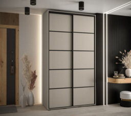 Arte Stylish Dakota Iv Sliding Door Wardrobe W1300mm H2350mm D600mm In Elegant Cashmere & Black Finish - thumbnail 2
