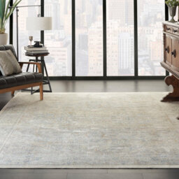 Cream Grey Traditional Luxurious Bordered Floral Rug Easy To Clean Living Room And Bedroom-244Cm X 305Cm - thumbnail 1