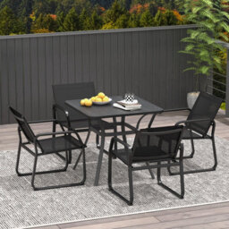 Costway 80Cm Patio Dining Table Outdoor Metal Square Table W/ 4 Curved Legs - thumbnail 6