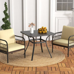 Costway 80Cm Patio Dining Table Outdoor Metal Square Table W/ 4 Curved Legs - thumbnail 4