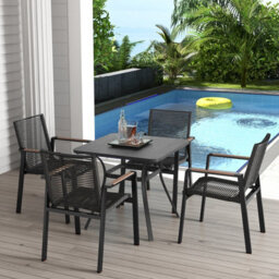 Costway 80Cm Patio Dining Table Outdoor Metal Square Table W/ 4 Curved Legs - thumbnail 5