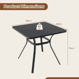 Costway 80Cm Patio Dining Table Outdoor Metal Square Table W/ 4 Curved Legs - thumbnail 3
