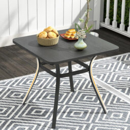 Costway 80Cm Patio Dining Table Outdoor Metal Square Table W/ 4 Curved Legs