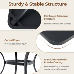 Costway 80Cm Patio Dining Table Outdoor Metal Square Table W/ 4 Curved Legs - thumbnail 8