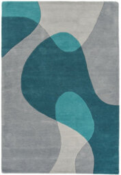 Teal Wool Handmade Modern Easy To Clean Abstract Dining Room Bedroom And Living Room Rug-120Cm X 170Cm - thumbnail 6