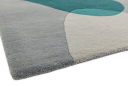Teal Wool Handmade Modern Easy To Clean Abstract Dining Room Bedroom And Living Room Rug-120Cm X 170Cm - thumbnail 3